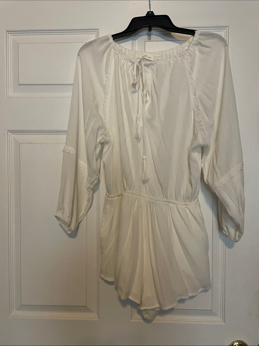 Mustard Seed White Boho Tie-Neck Romper